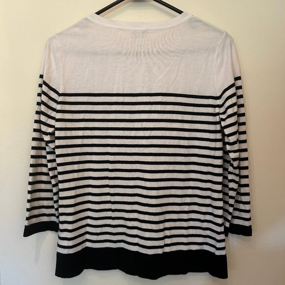 Talbots black/white striped 3/4-sleeve cardigan sz S - Picture 3 of 5